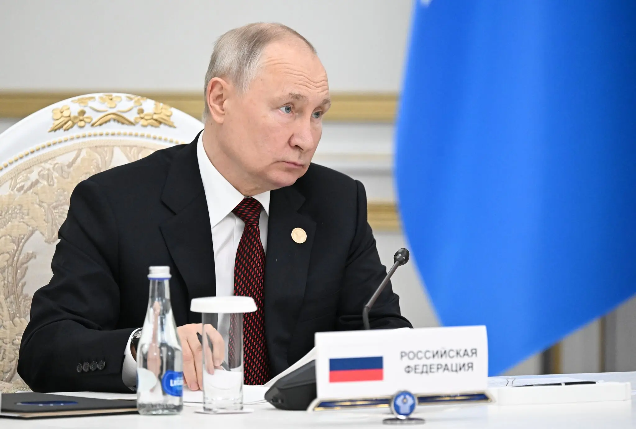 Президент Росії Володимир Путін на регіональному саміті в Киргизстані в п'ятницю, на фото, опублікованому російськими державними ЗМІ